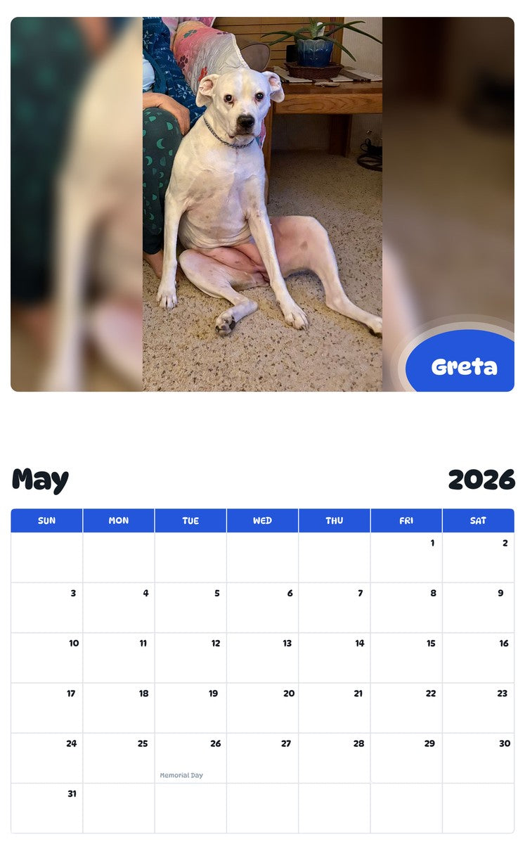2026 - 2027 Greta - Pawidols Pet Calendar