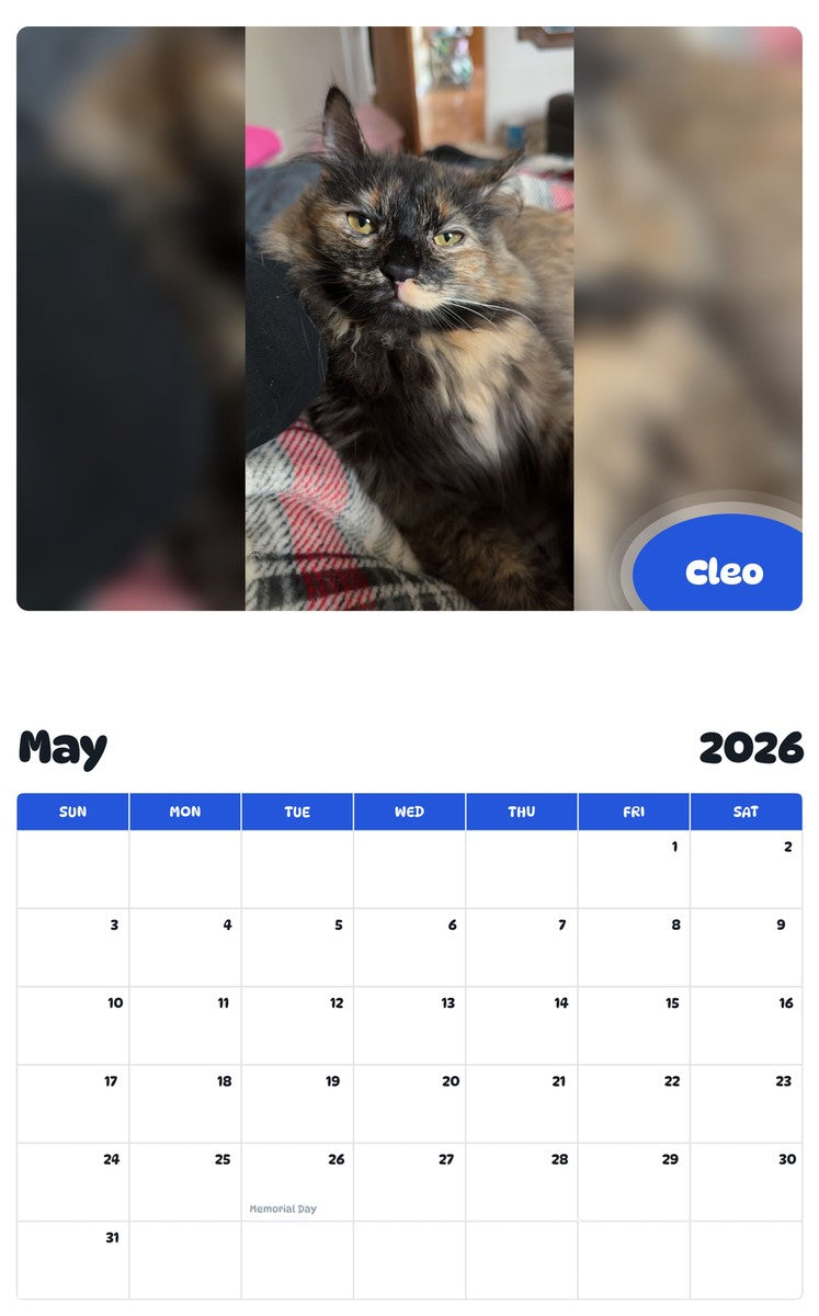 2026 - 2027 Cleo - Pawidols Pet Calendar