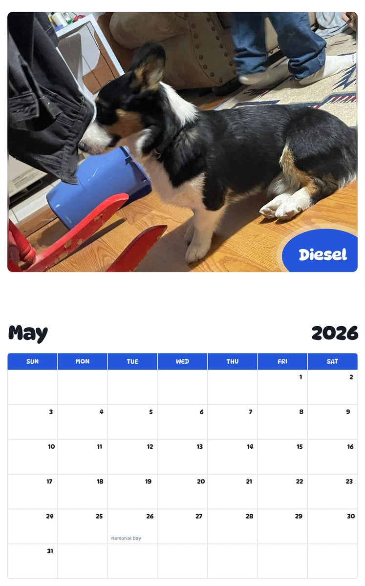 2026 - 2027 Diesel - Pawidols Pet Calendar