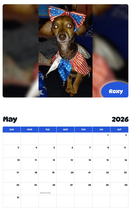 2026 - 2027 Roxy - Pawidols Pet Calendar