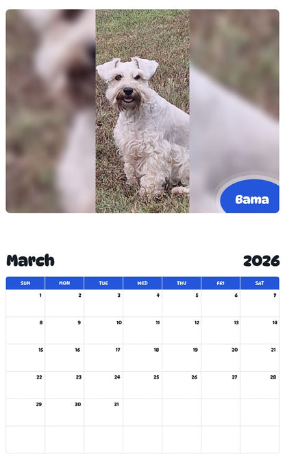 November 2025 - October 2026 Bama - Pawidols Pet Calendar