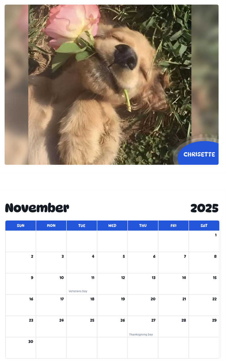 July 2025 - June 2026 Chrisette - Pawidols Pet Calendar