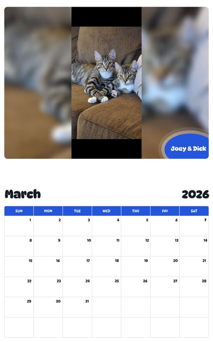 November 2025 - October 2026 Joey & Dick - Pawidols Pet Calendar