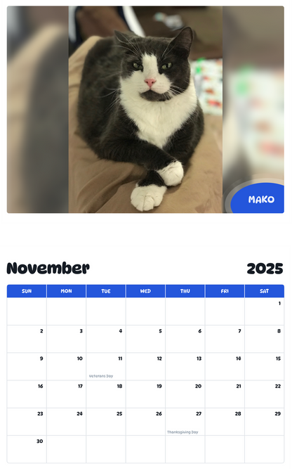 July 2025 - June 2026 Mako - Pawidols Pet Calendar