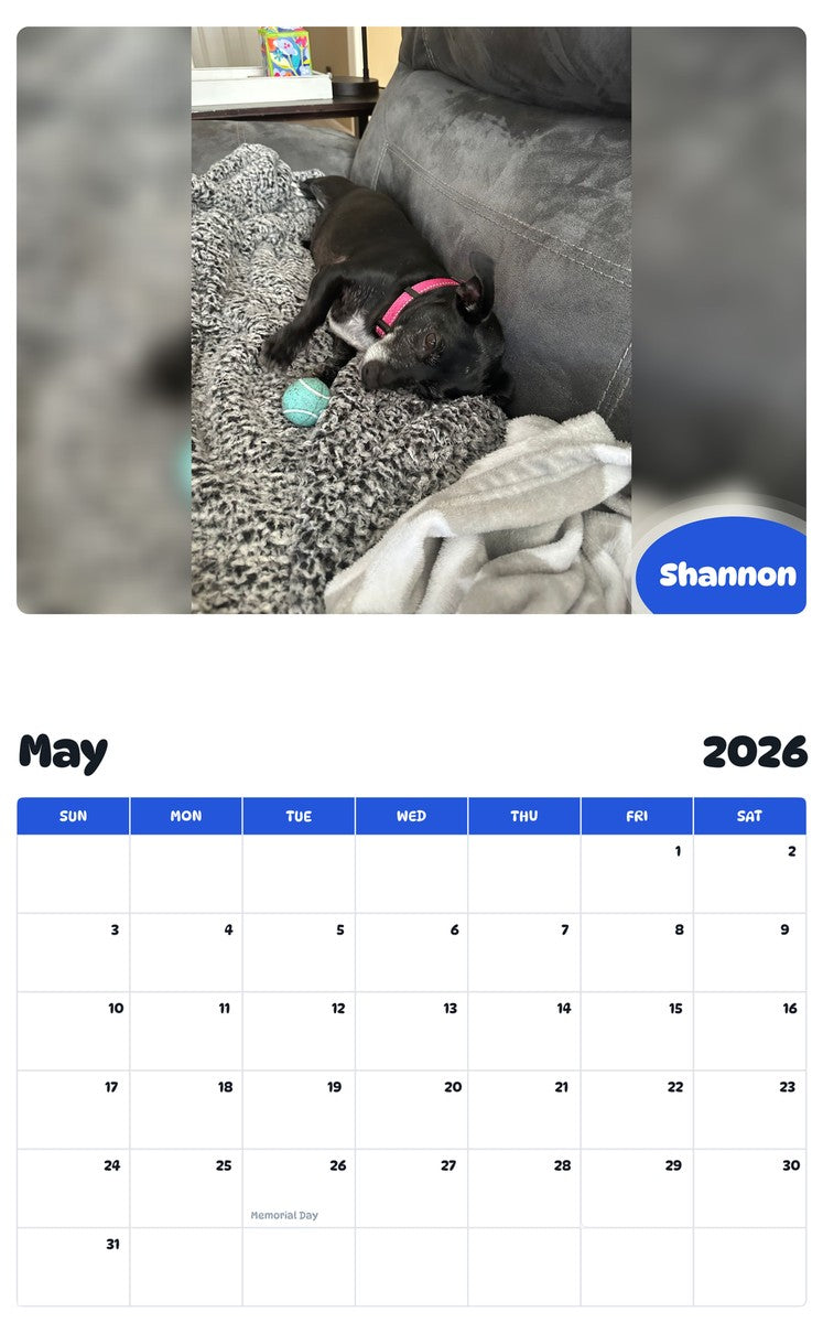 2026 - 2027 Shannon - Pawidols Pet Calendar