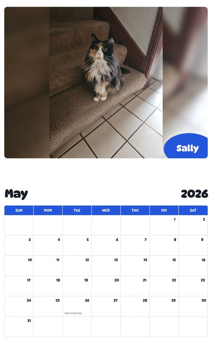 2026 - 2027 Sally - Pawidols Pet Calendar