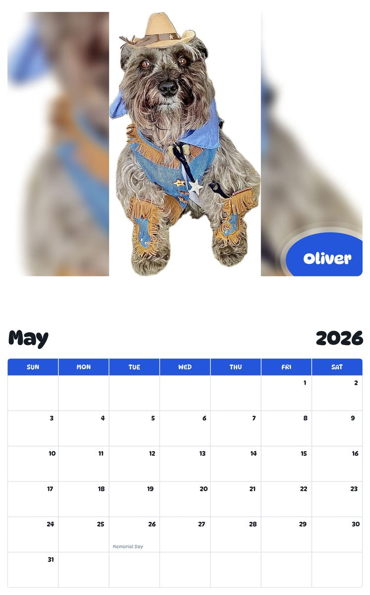 2026 - 2027 Oliver - Pawidols Pet Calendar
