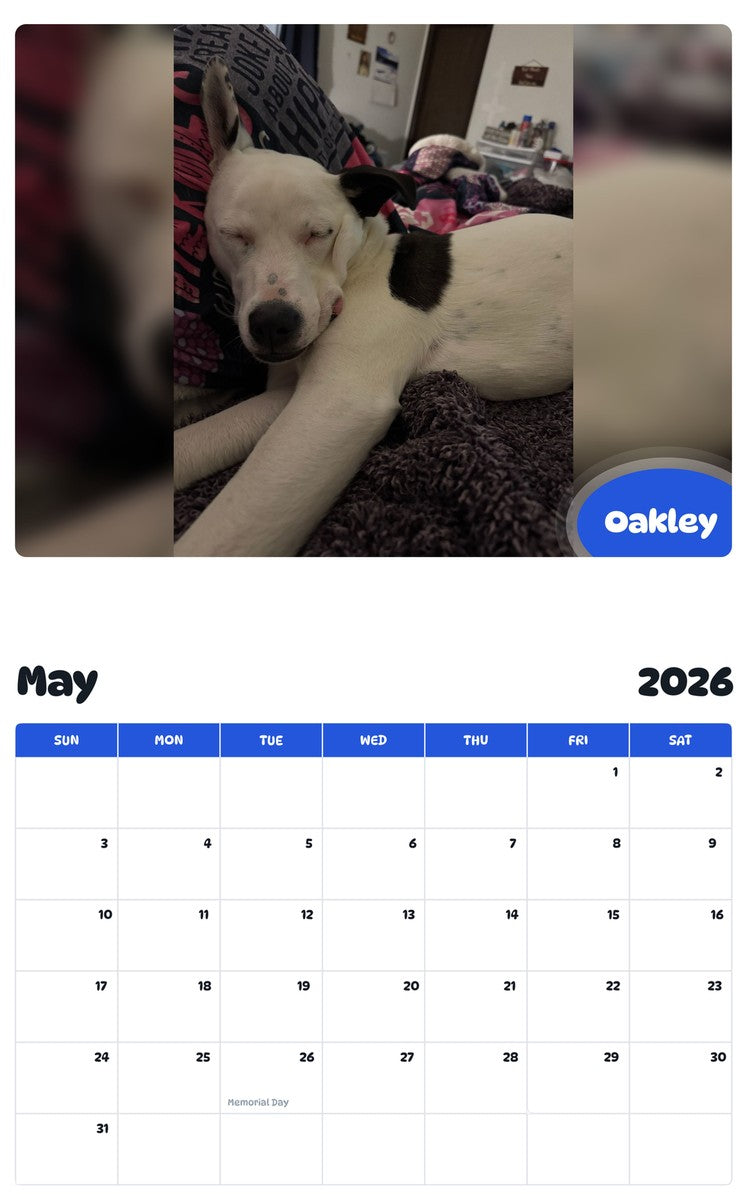 2026 - 2027 Oakley - Pawidols Pet Calendar