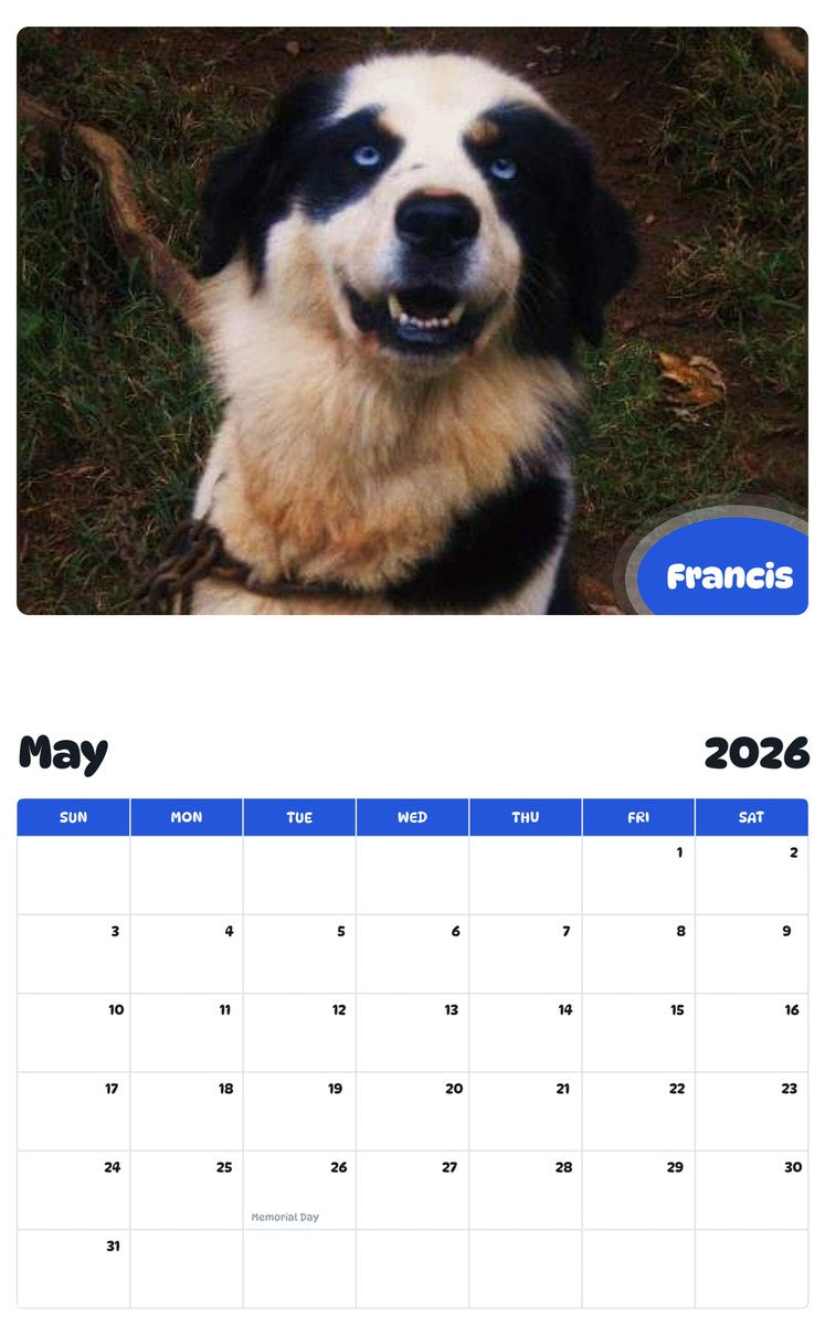 2026 - 2027 Francis - Pawidols Pet Calendar