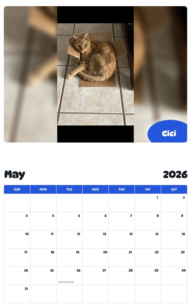 2026 - 2027 Cici - Pawidols Pet Calendar