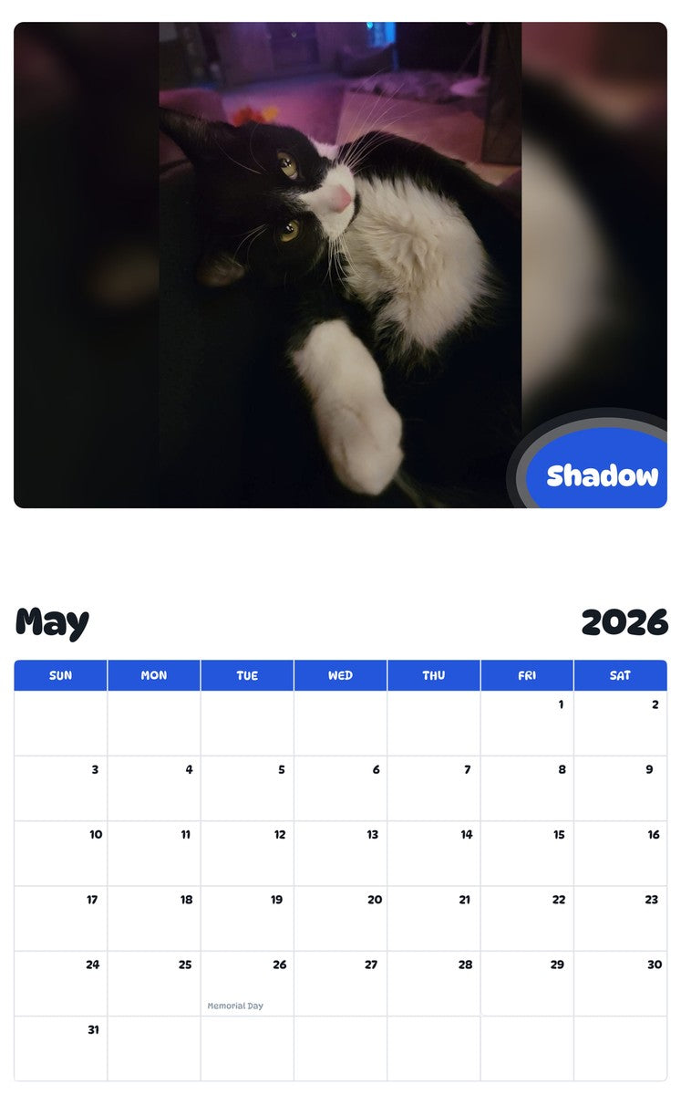 2026 - 2027 Shadow - Pawidols Pet Calendar