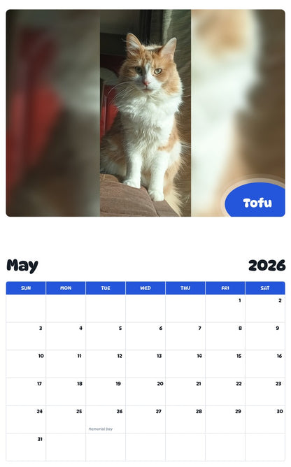2026 - 2027 Tofu - Pawidols Pet Calendar