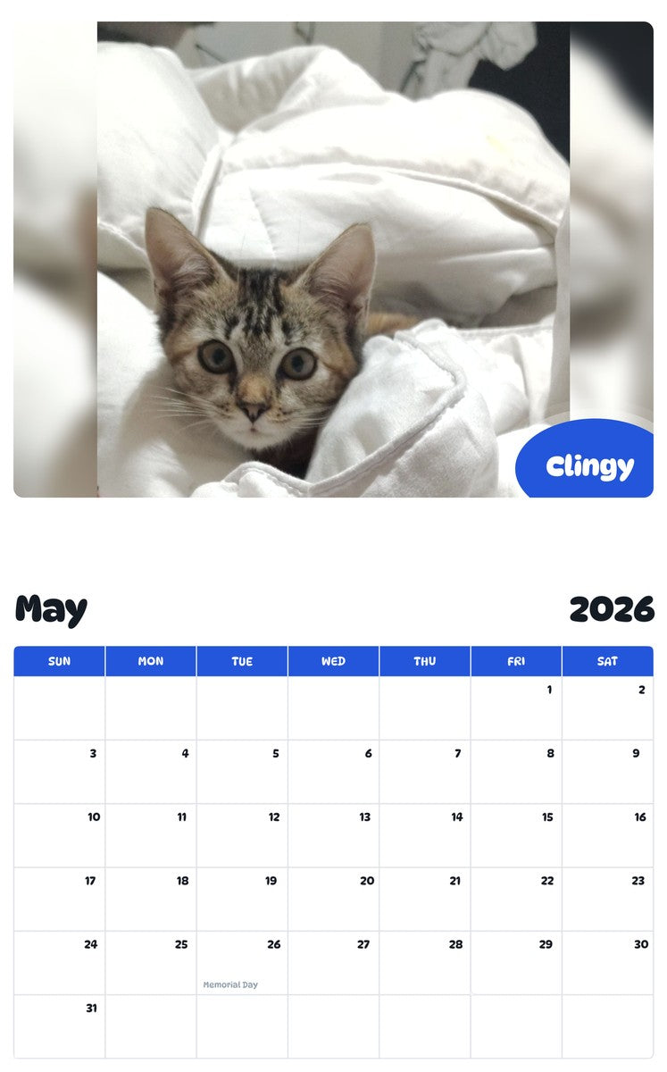 2026 - 2027 Clingy - Pawidols Pet Calendar