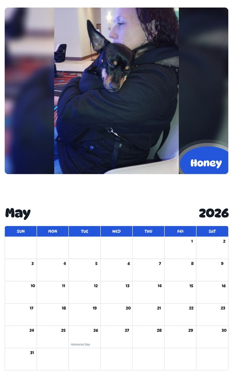 2026 - 2027 Honey - Pawidols Pet Calendar