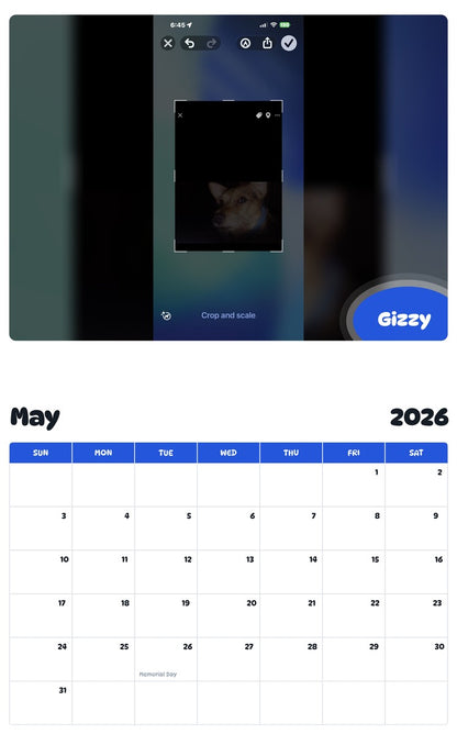 2026 - 2027 Gizzy - Pawidols Pet Calendar