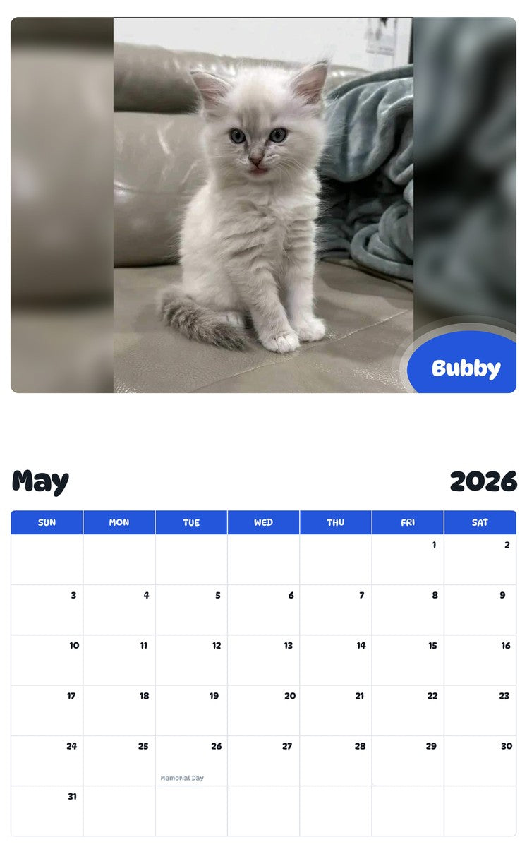 2026 - 2027 Bubby - Pawidols Pet Calendar