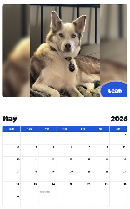 2026 - 2027 Leah - Pawidols Pet Calendar