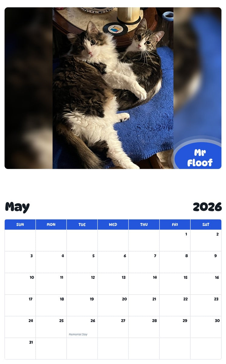 2026 - 2027 Mr Floof - Pawidols Pet Calendar