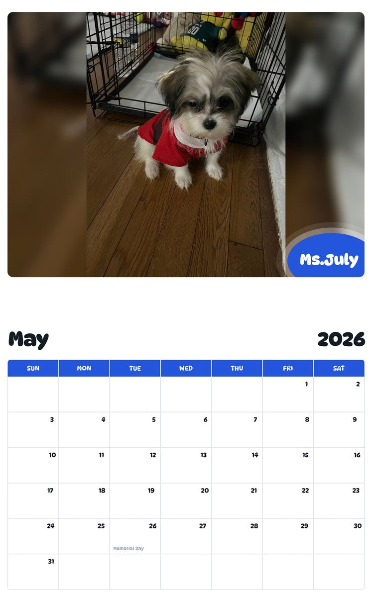 2026 - 2027 Ms.July - Pawidols Pet Calendar