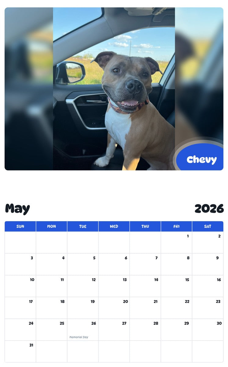 2026 - 2027 Chevy - Pawidols Pet Calendar