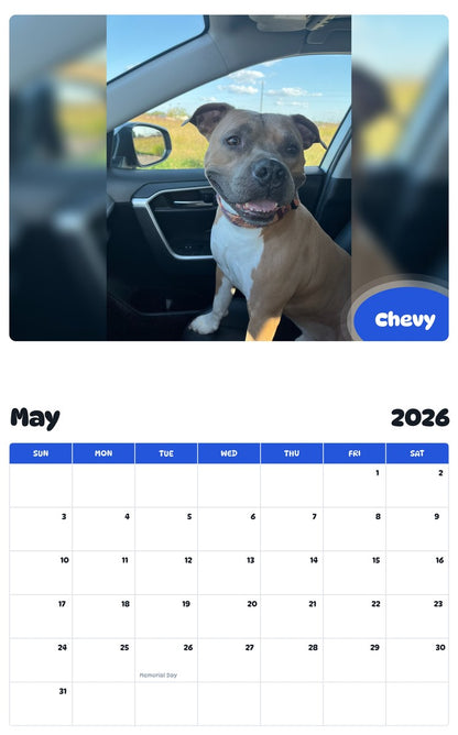 2026 - 2027 Chevy - Pawidols Pet Calendar