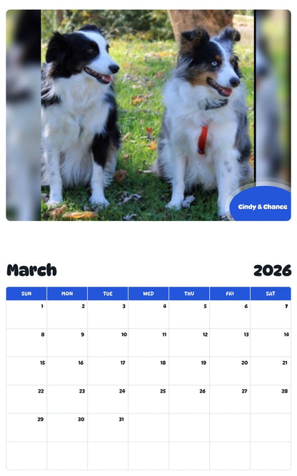 November 2025 - October 2026 Cindy & Chance - Pawidols Pet Calendar