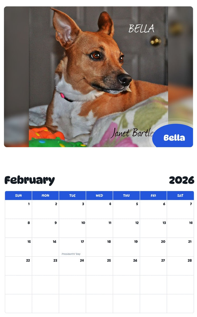 November 2025 - October 2026 Bella - Pawidols Pet Calendar