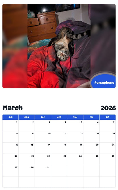 November 2025 - October 2026 Persephone - Pawidols Pet Calendar