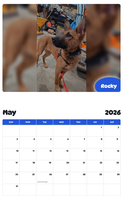 2026 - 2027 Rocky - Pawidols Pet Calendar