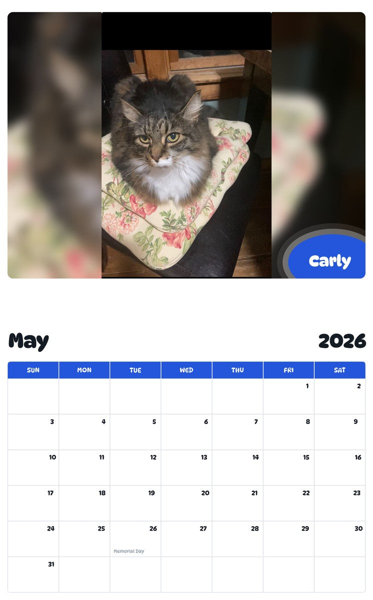 2026 - 2027 Carly - Pawidols Pet Calendar