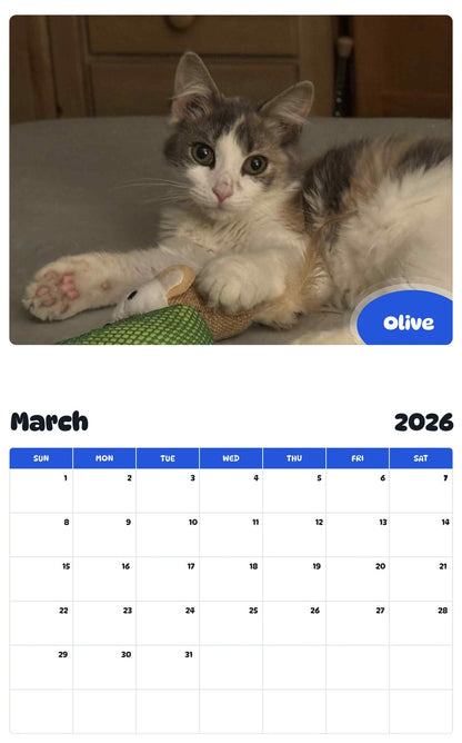 November 2025 - October 2026 Olive - Pawidols Pet Calendar