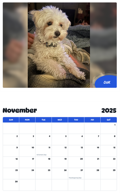 July 2025 - June 2026 Jak - Pawidols Pet Calendar