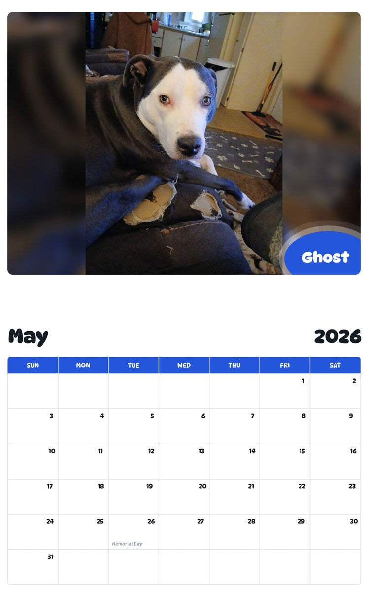 2026 - 2027 Ghost - Pawidols Pet Calendar