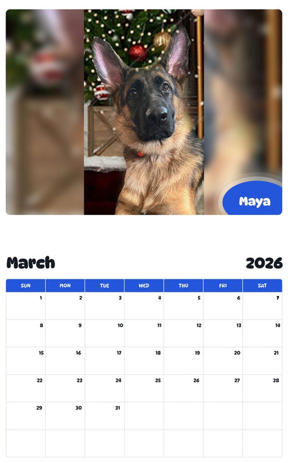 November 2025 - October 2026 Maya - Pawidols Pet Calendar