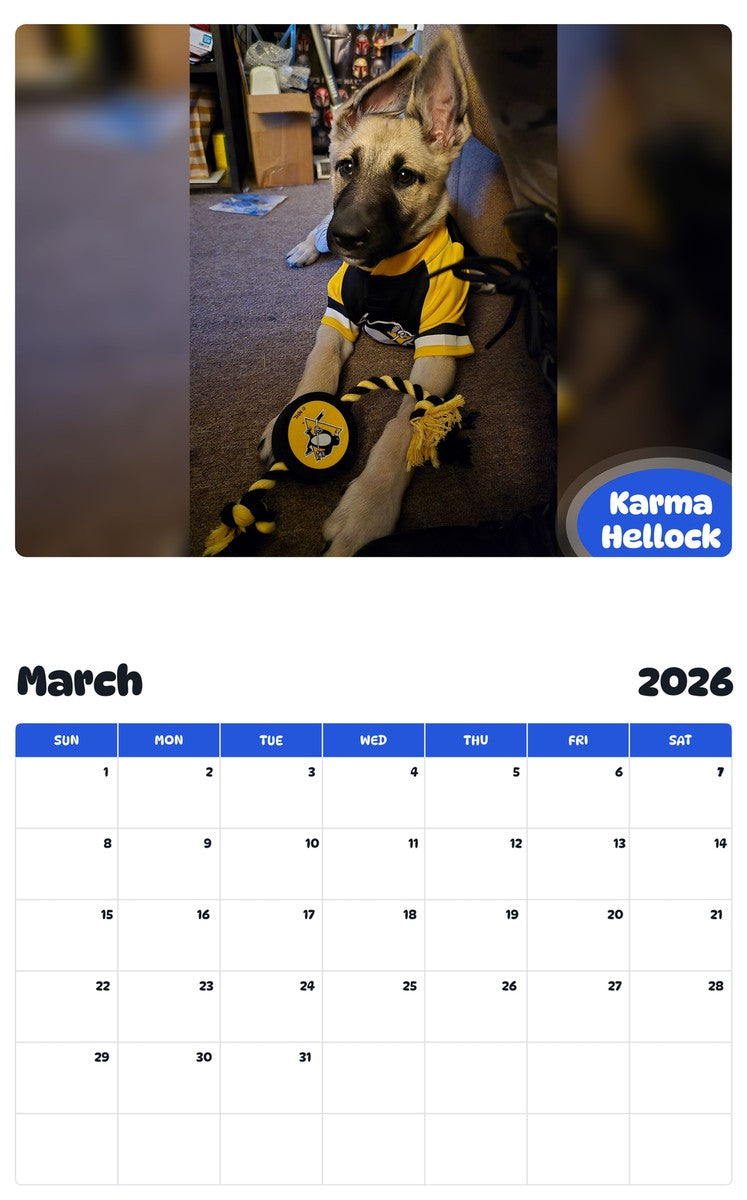 November 2025 - October 2026 Karma Hellock - Pawidols Pet Calendar