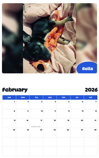 November 2025 - October 2026 Bella - Pawidols Pet Calendar