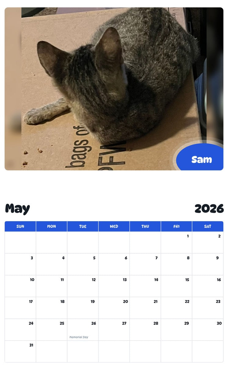2026 - 2027 Sam - Pawidols Pet Calendar