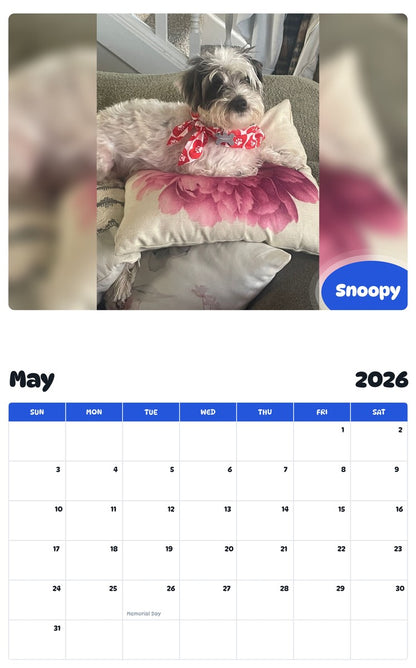 2026 - 2027 Snoopy - Pawidols Pet Calendar