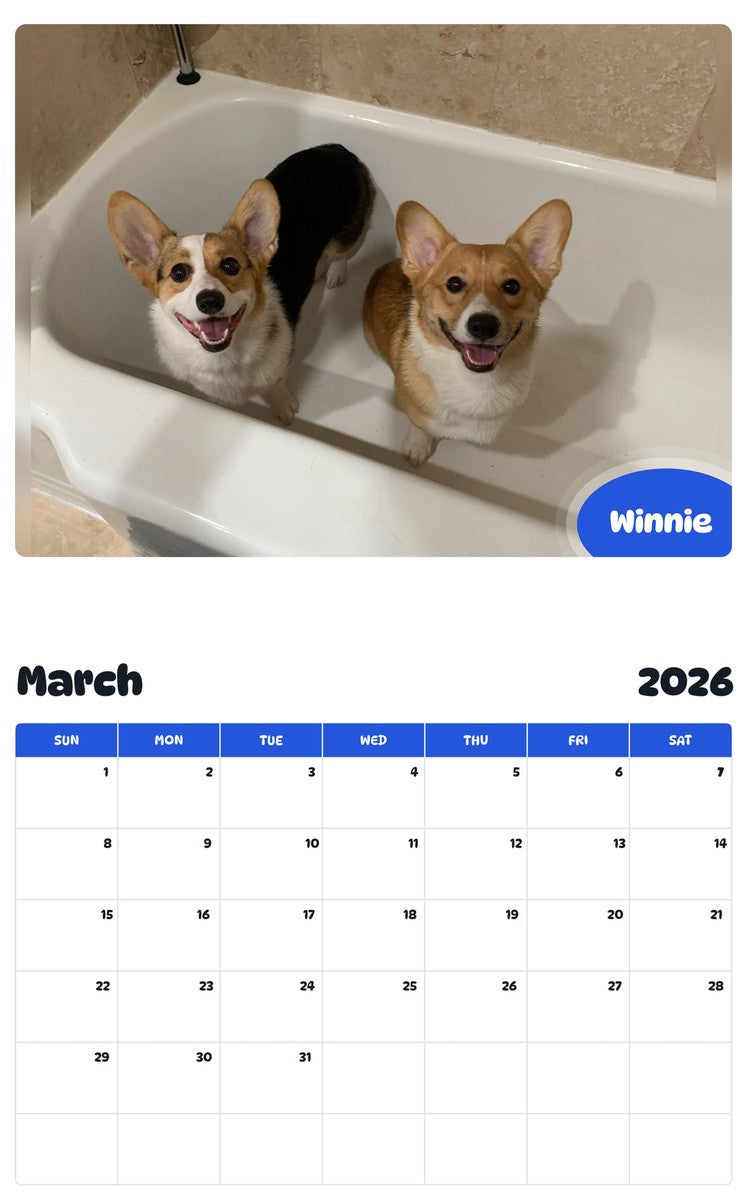 November 2025 - October 2026 Winnie - Pawidols Pet Calendar