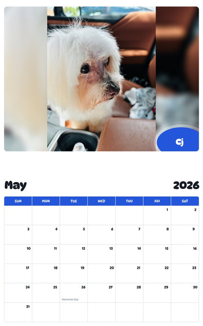 2026 - 2027 Cj - Pawidols Pet Calendar