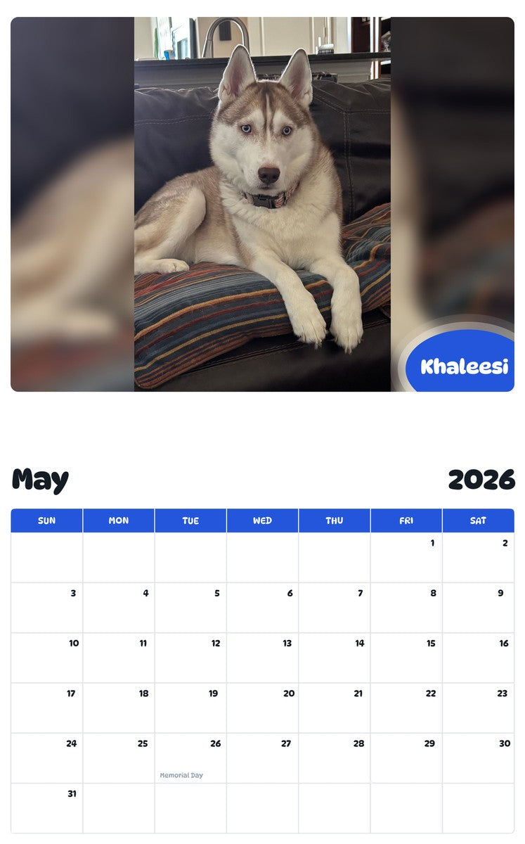 2026 - 2027 Khaleesi - Pawidols Pet Calendar