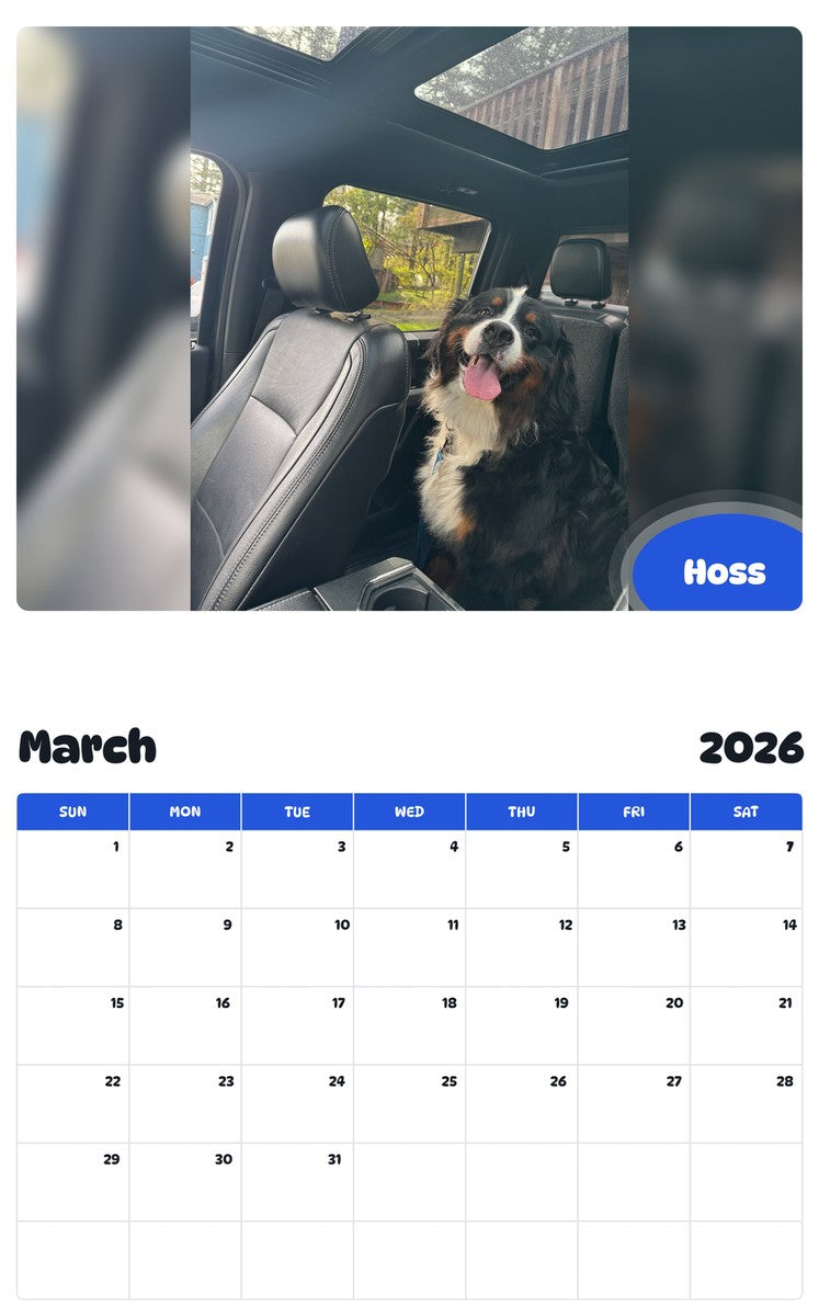 November 2025 - October 2026 Hoss - Pawidols Pet Calendar