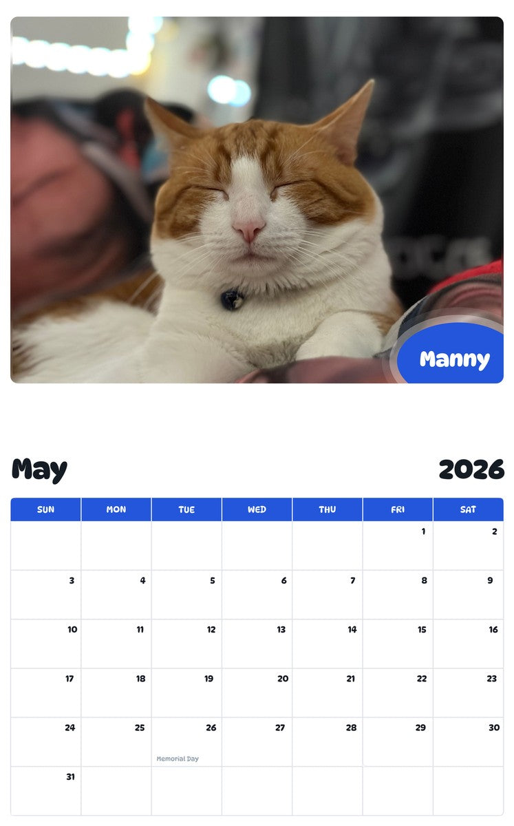 2026 - 2027 Manny - Pawidols Pet Calendar