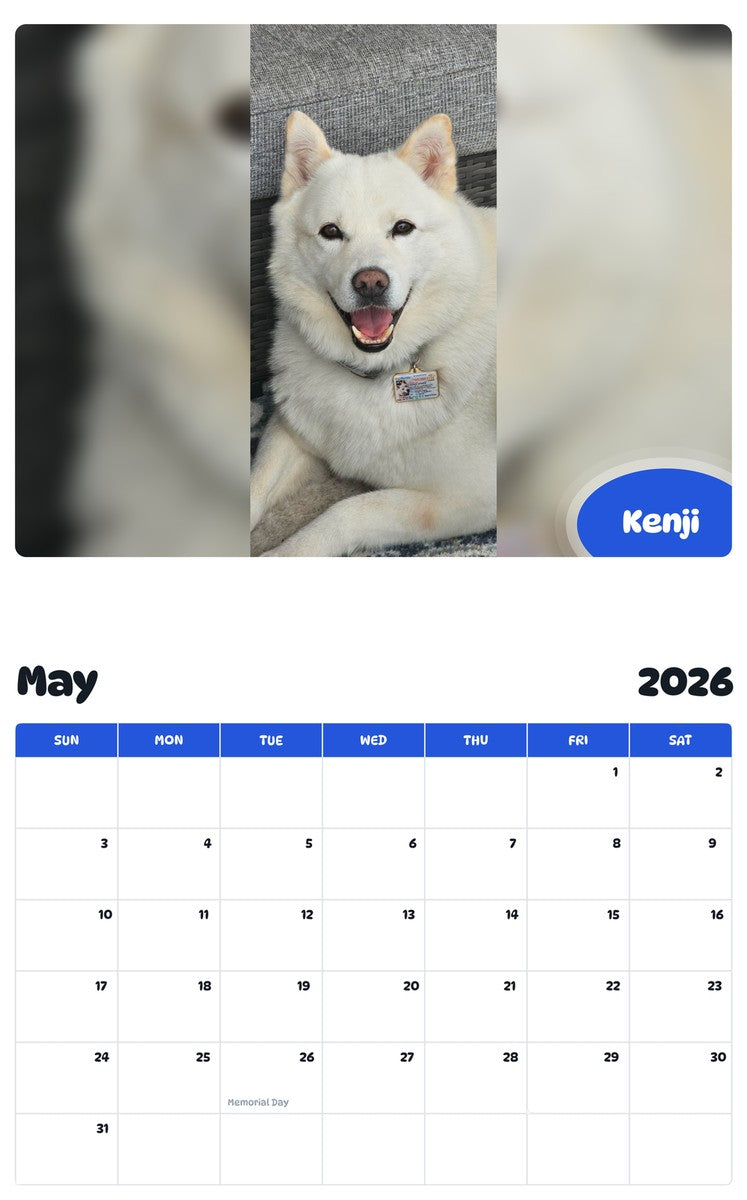 2026 - 2027 Kenji - Pawidols Pet Calendar