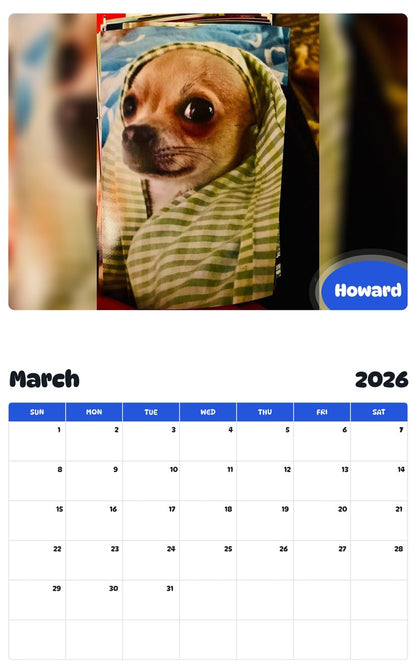 November 2025 - October 2026 Howard - Pawidols Pet Calendar
