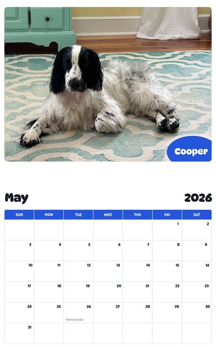 2026 - 2027 Cooper - Pawidols Pet Calendar