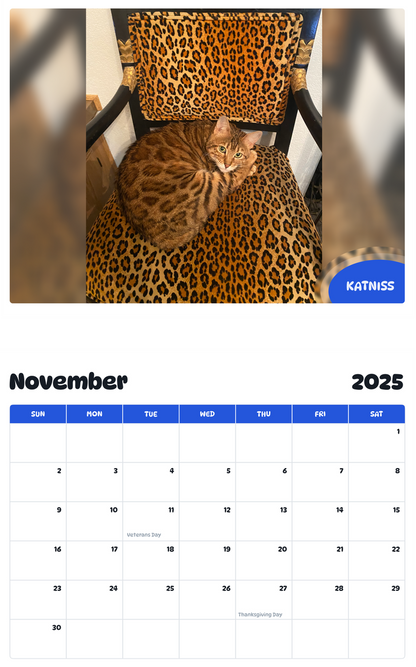 July 2025 - June 2026 Katniss - Pawidols Pet Calendar