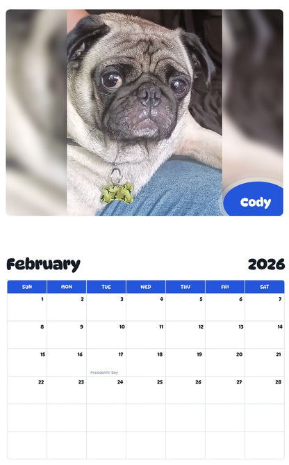October 2025 - September 2026 Cody - Pawidols Pet Calendar