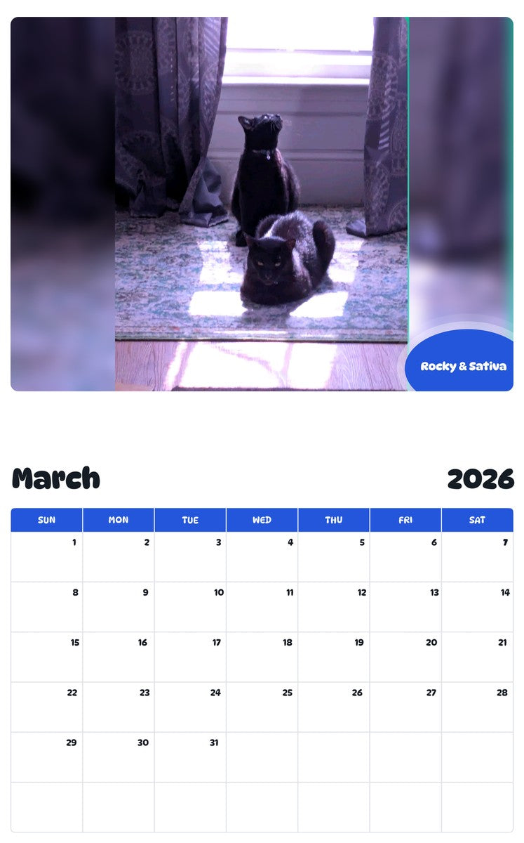 November 2025 - October 2026 Rocky & Sativa - Pawidols Pet Calendar