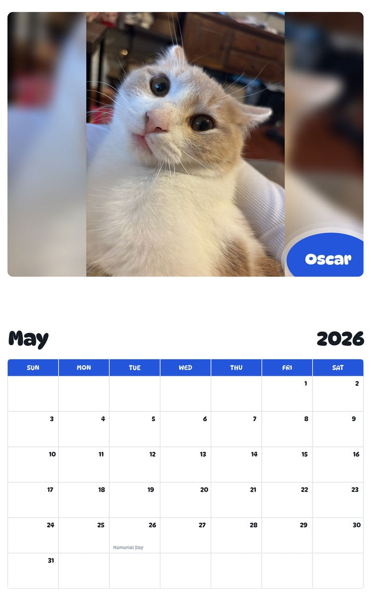 2026 - 2027 Oscar - Pawidols Pet Calendar